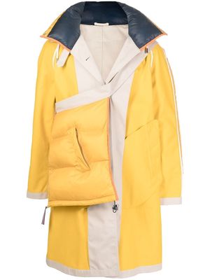 Duran Lantink panelled hooded raincoat - Yellow