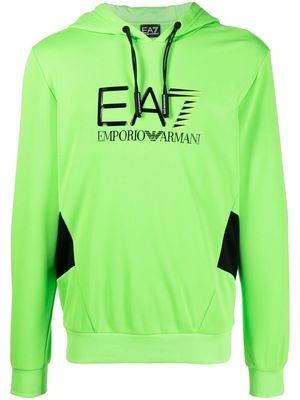 Ea7 Emporio Armani logo-print rib-trimmed hoodie - Green