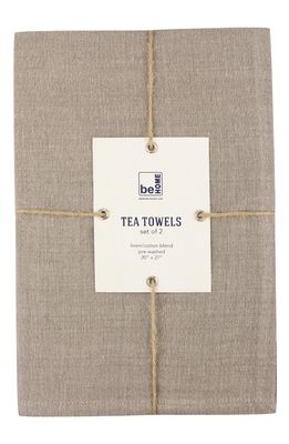 Be Home Set of 2 Linen & Cotton Tea Towels in Putty