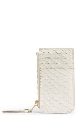 AllSaints Marlborough Snake Embossed Leather Zip Wallet in Roe White