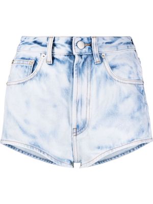 Alessandra Rich bleached denim mini shorts - Blue