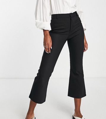 Stradivarius cropped tailored flare pants in black