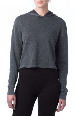 Alternative Cropped Pullover Hoodie in Washed Black
