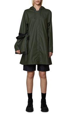 Rains Waterproof Hooded Rain Jacket in Green