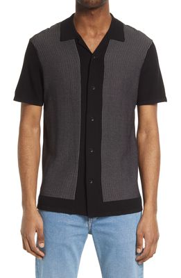 rag & bone Harvey Short Sleeve Knit Button-Up Camp Shirt in Grey