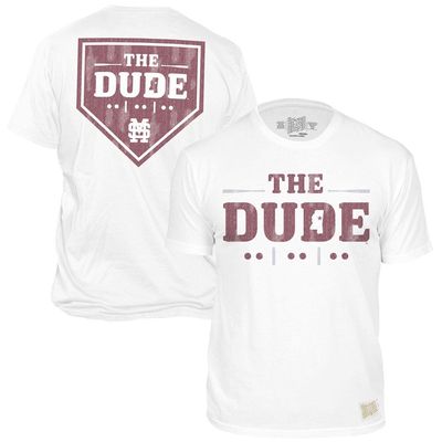 Men's Original Retro Brand White Mississippi State Bulldogs The Dude 2-Hit Plate T-Shirt
