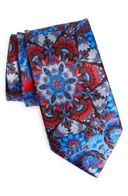 ZEGNA Red Floral Quindici Silk Tie in Dk Red Fan