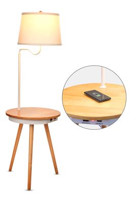Brightech Owen LED Lamp with End Table in Wood