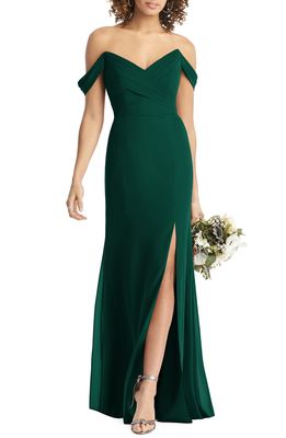 Social Bridesmaids Strapless V-Neck Chiffon Trumpet Gown in Hunter