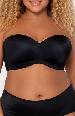 Curvy Couture Strapless Underwire Push-Up Bra in Black Hue