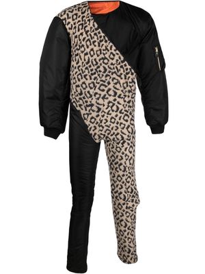 Duran Lantink leopard-print panelled jumpsuit - Black