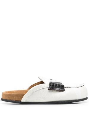 college slip-on leather mules - White