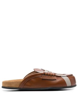 college slip-on leather mules - Brown