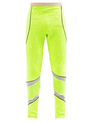 Gucci - Neon Gg-jacquard Skinny Track Pants - Mens - Yellow Multi Gucci - Neon Gg-jacquard Skinny Track Pants - Mens - Yellow Multi