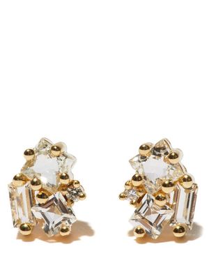 Suzanne Kalan - Carly Topaz & 14kt Gold Earrings - Womens - Diamond