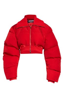Jacquemus La Doudoune Pralu Crop Puffer Jacket in Red