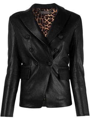 Philipp Plein fitted leather blazer - Black