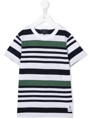 Fay Kids stripe-print cotton T-shirt - White