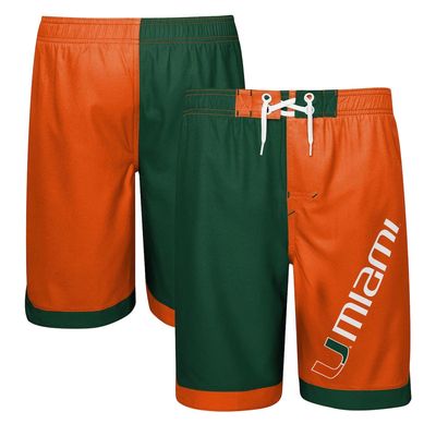 Outerstuff Youth Green/Orange Miami Hurricanes Conch Bay Swim Shorts in Hunter Green