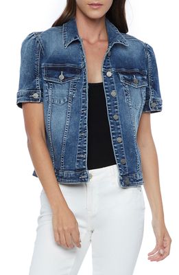 Wash Lab Denim Puff Sleeve Denim Jacket in Mendocino Blue