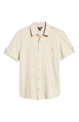 PAIGE Men's Brayden Short Sleeve Cotton Button-Up Shirt in Vanilla Buff