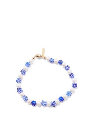 Éliou - Amelia Pearl, Glass & 14kt Gold Bracelet - Mens - Blue
