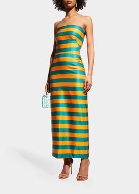 The Katy Striped Strapless Maxi Dress