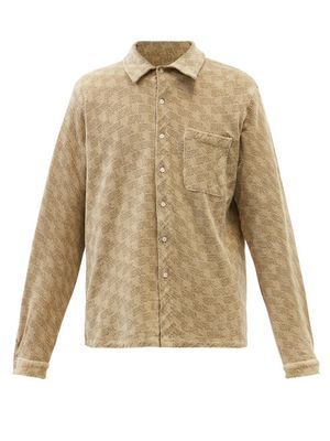 Erl - Logo-print Textured Cotton-blend Overshirt - Mens - Beige