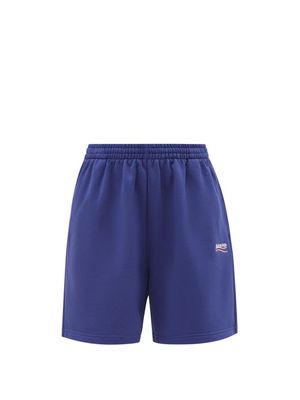 Balenciaga - Campaign-logo Embroidered Cotton-jersey Shorts - Womens - Blue