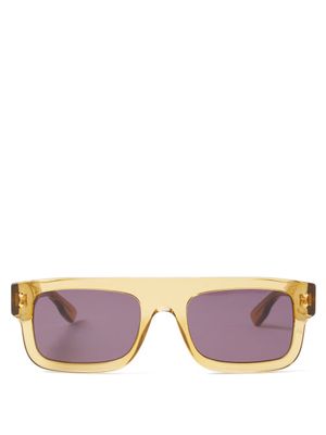 Gucci Eyewear - Square Acetate And Metal Sunglasses - Mens - Yellow Grey