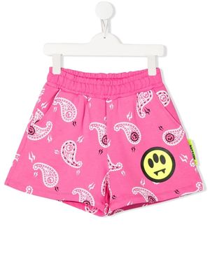 Barrow kids paisley logo-print track shorts - Pink