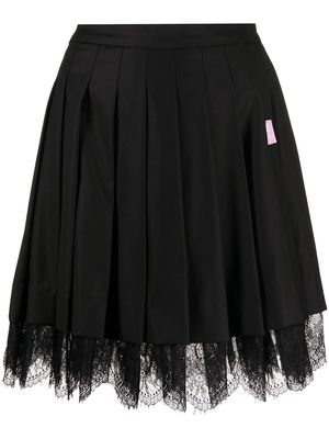 Natasha Zinko floral-lace pleated skirt - Black
