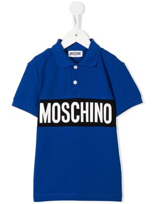 Moschino Kids logo-print short-sleeved polo shirt - Blue