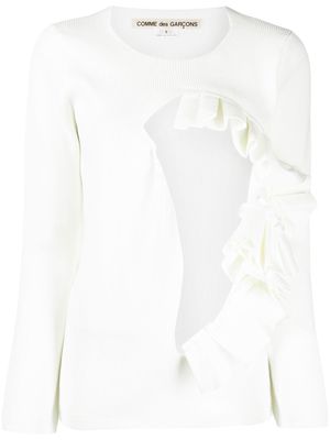 Comme Des Garçons Pre-Owned 2010 cut-out ruffled jumper - White