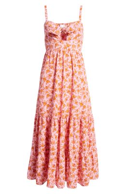 TOPSHOP Floral Print Cotton Sundress in Red
