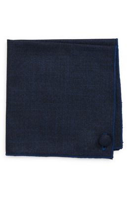 CLIFTON WILSON Taylor Solid Navy Wool Pocket Square