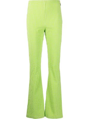MSGM check-pattern flared trousers - Green