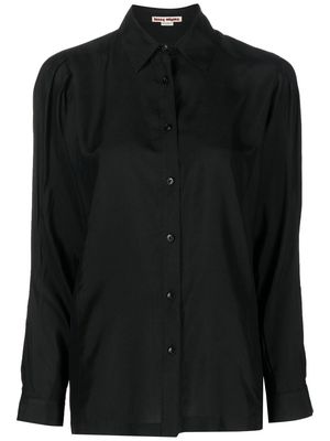 Issey Miyake Pre-Owned 1970s gathered detailing button-up shirt - Black