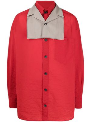Kolor double-collar detail shirt - Red