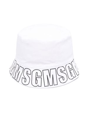 MSGM Kids logo-print bucket hat - White