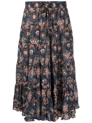 Ulla Johnson floral-print midi skirt - Blue