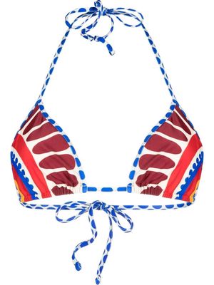 La DoubleJ abstract print halterneck bikini top - Red