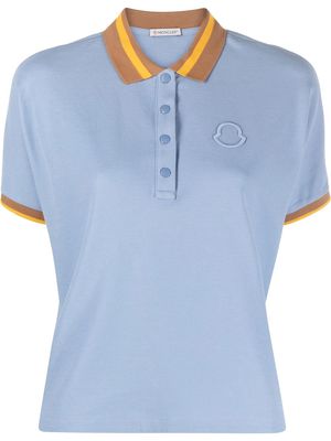Moncler logo-patch short-sleeved polo shirt - Blue