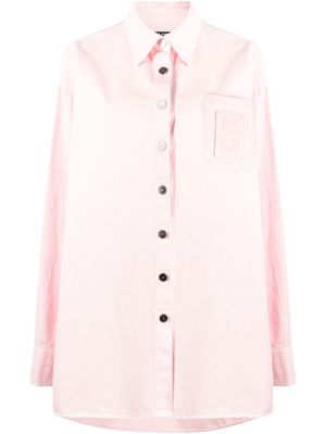 Raf Simons logo-patch oversized denim shirt - Pink