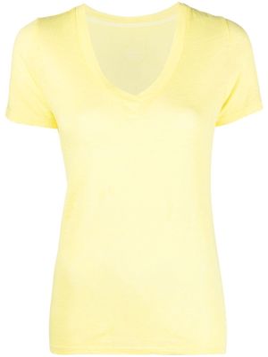120% Lino V-neck short sleeve T-shirt - Yellow