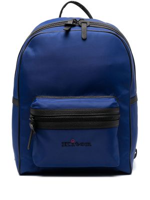 Kiton logo-print zip-up backpack - Blue