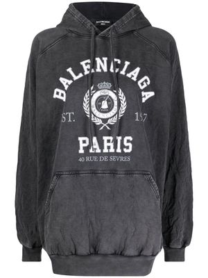 Balenciaga logo-print oversized hoodie - Black