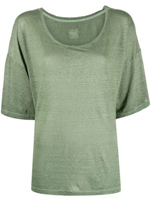 120% Lino scoop neck T-shirt - Green