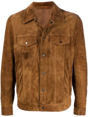 Salvatore Santoro press-stud leather shirt jacket - Brown