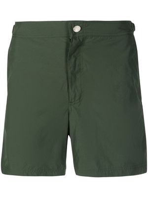 Alexander McQueen logo-stripe swim shorts - Green